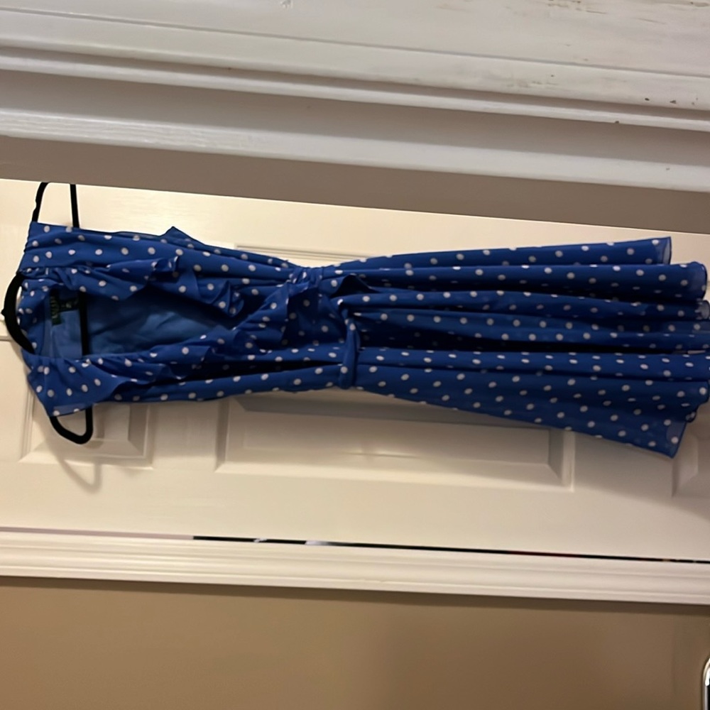 Ralph Lauren wrap dress size 8 periwinkle polka dot dress